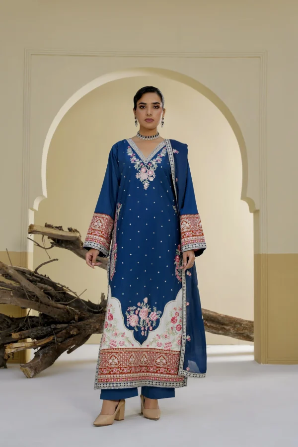 rg23-1.webp Elara Teal Blue Embroidered 3PCS – RG23 - party wear | Rangoli