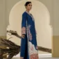 Elara Teal Blue Embroidered 3PCS – RG23 - party wear | Rangoli