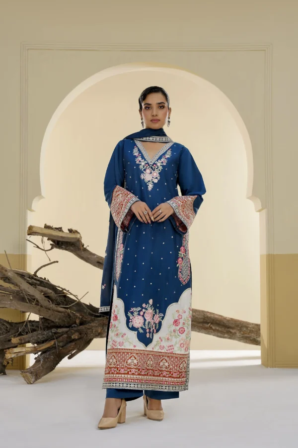 rg23-4.webp Elara Teal Blue Embroidered 3PCS – RG23 - party wear | Rangoli