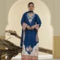 Elara Teal Blue Embroidered 3PCS – RG23 - party wear | Rangoli
