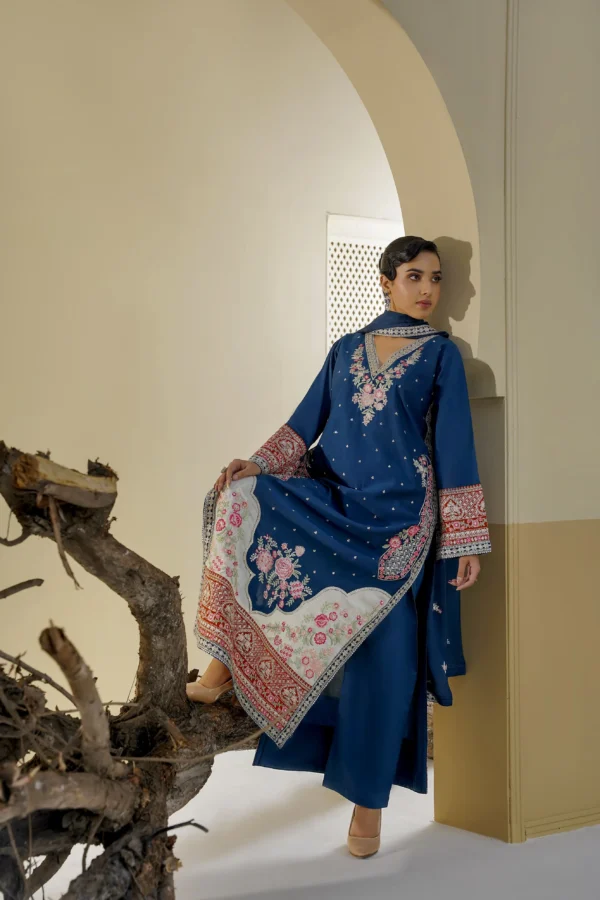 rg23-5.webp Elara Teal Blue Embroidered 3PCS – RG23 - party wear | Rangoli