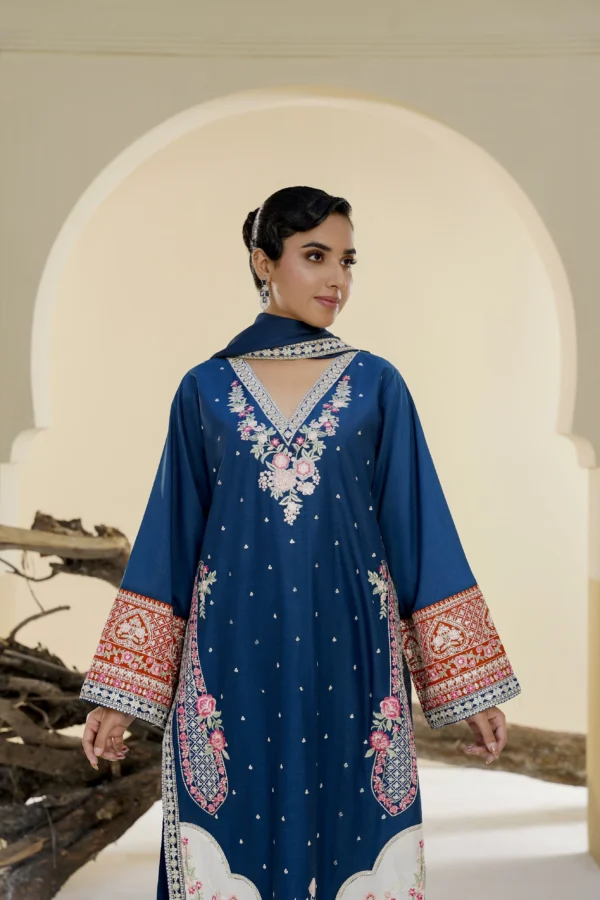 rg23-6.webp Elara Teal Blue Embroidered 3PCS – RG23 - party wear | Rangoli