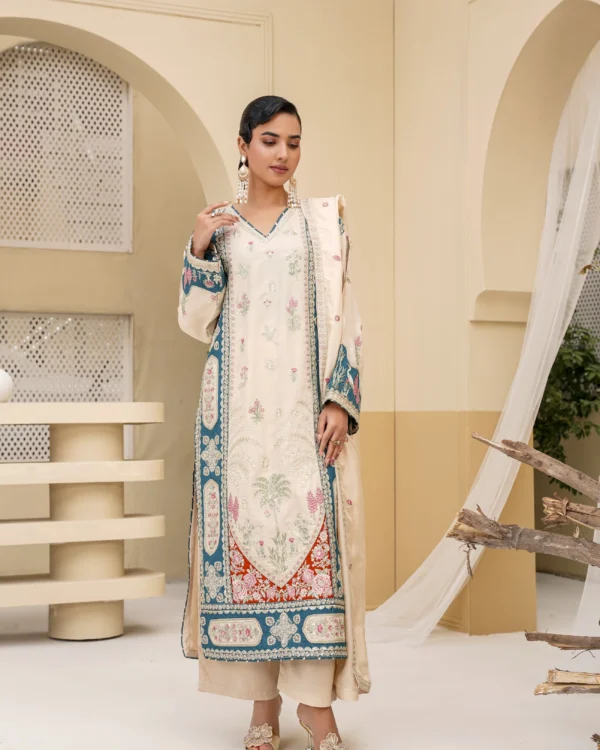 Seraphine Golden Embroidered 3PCS – RG25 G - party wear | Rangoli