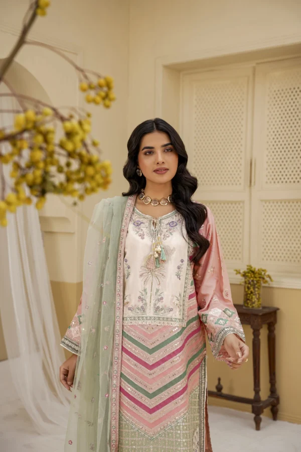 rg26p-5.webp Rosalie Peach Embroidered 3PCS – RG26 P - party wear | Rangoli