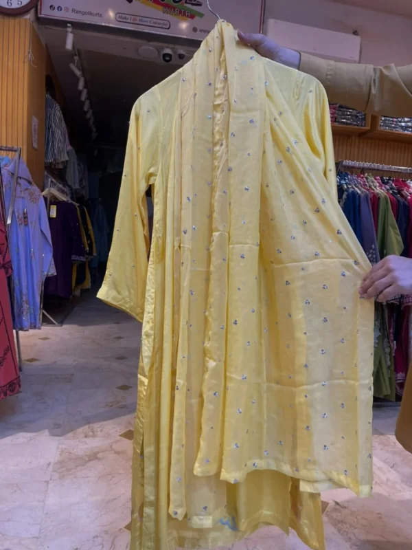 Elara Silk Patchwork & Handmade Embroidered 3PCS – RG34 (Lemon Yellow) Elara Silk Patchwork & Handmade Embroidered 3PCS – RG34 (Lemon Yellow)