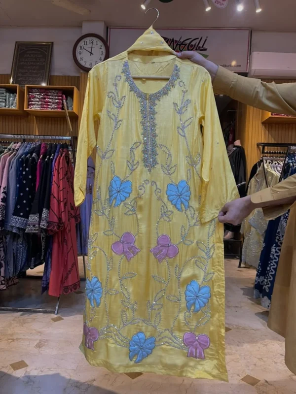 Elara Silk Patchwork & Handmade Embroidered 3PCS – RG34 (Lemon Yellow) Elara Silk Patchwork & Handmade Embroidered 3PCS – RG34 (Lemon Yellow)